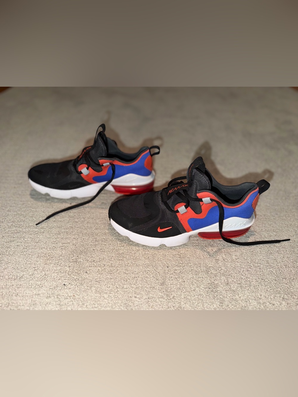 Nike Air Max Infinity GS Black Blue Red Sneakers Size Kids 7Y Womenβs 8.5